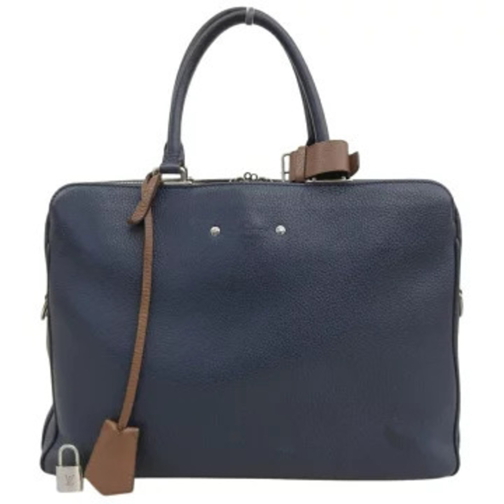 Louis Vuitton Armand Briefcase Business Bag Taurillon Navy Blue Brown